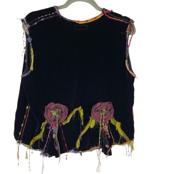 Giselle Shepatin Womens Velvet Art to Wear Rosettes Lagenlook Eclectic Vest Sz S - Picture 2 of 14